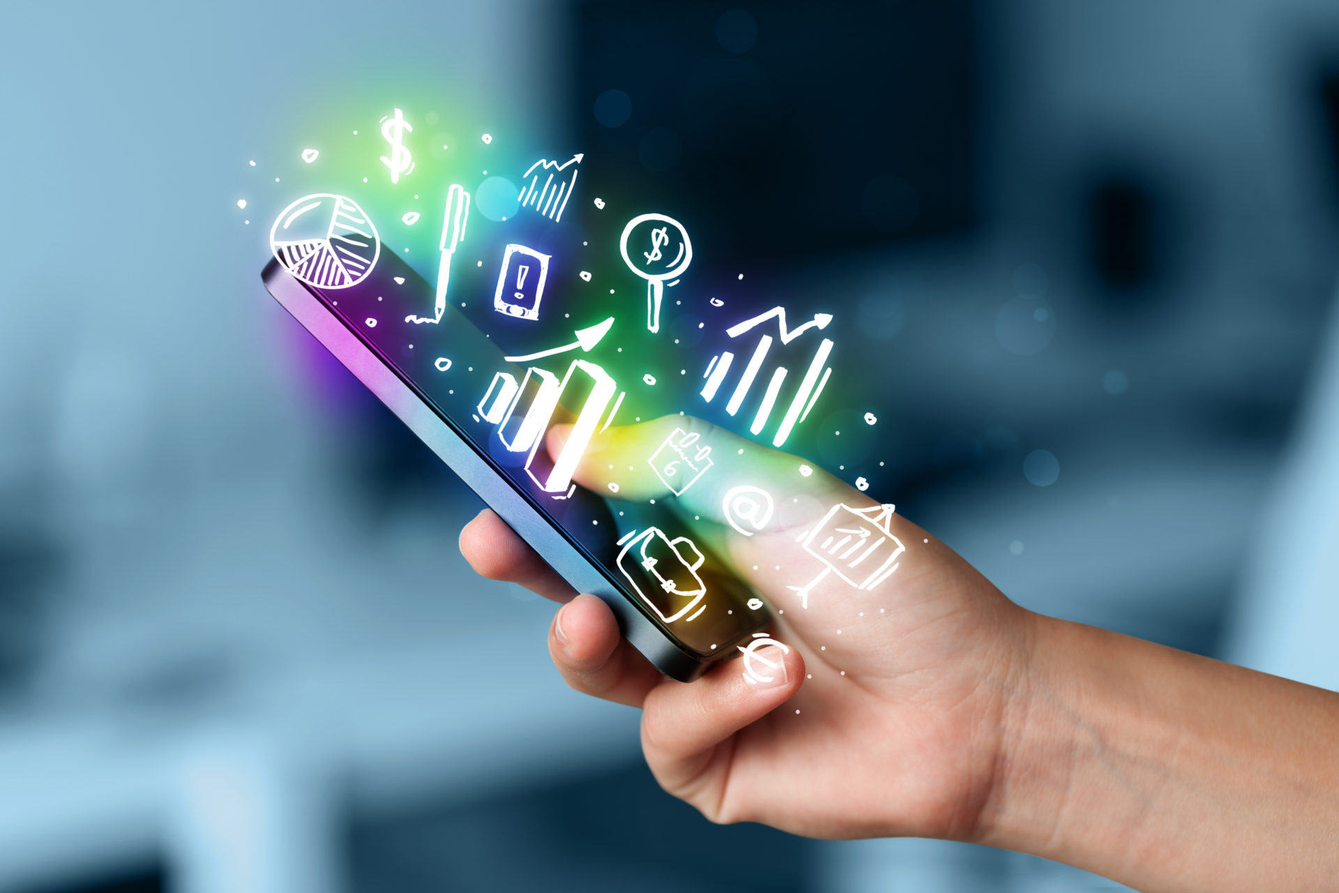 Smartphone,With,Finance,And,Market,Icons,And,Symbols,Concept Car on Tow Truck- Image Promo for Carvana Car Buying
