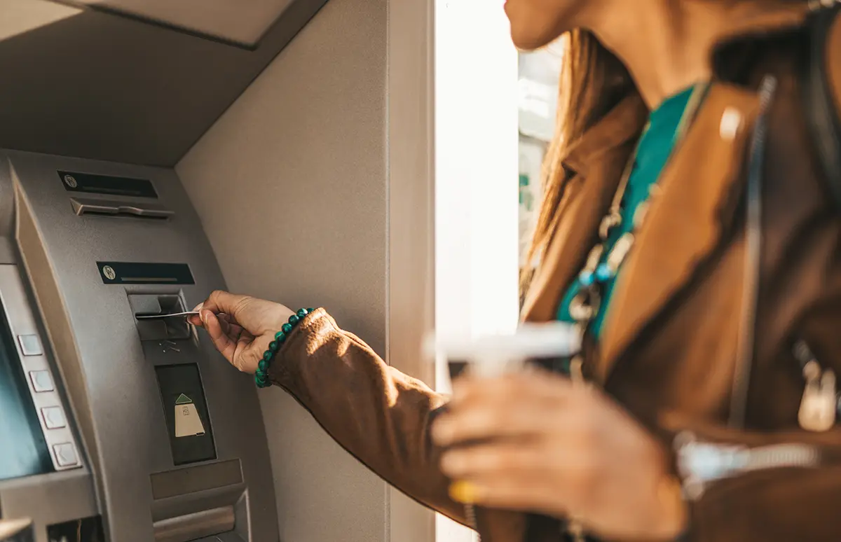 Person using an ATM