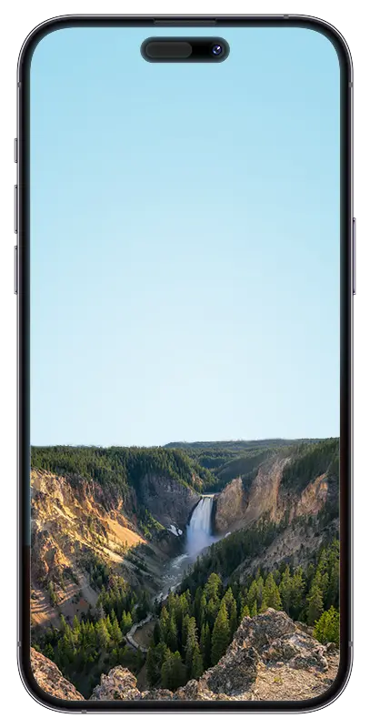 iPhone screen with a waterfall
