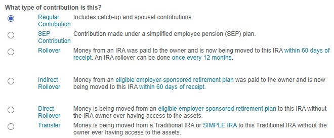 IRA Contribution Options