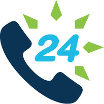 telephone with 24 starburst icon