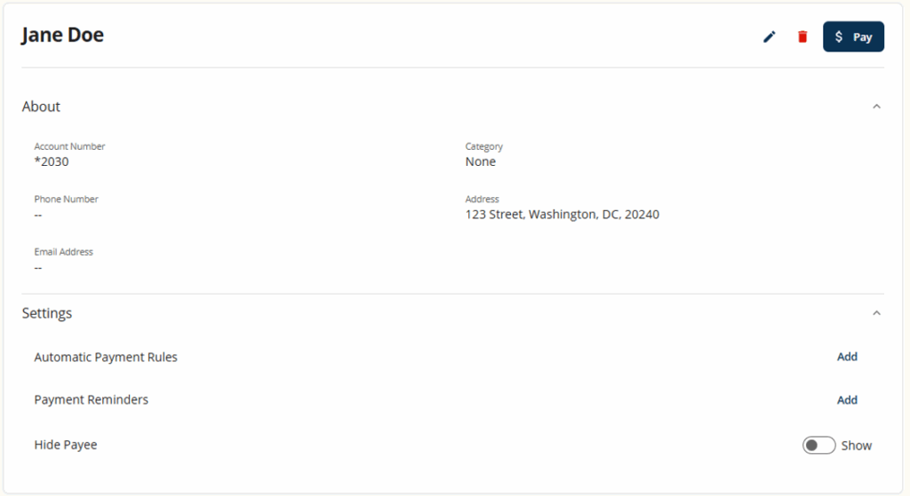 bill pay screenshot