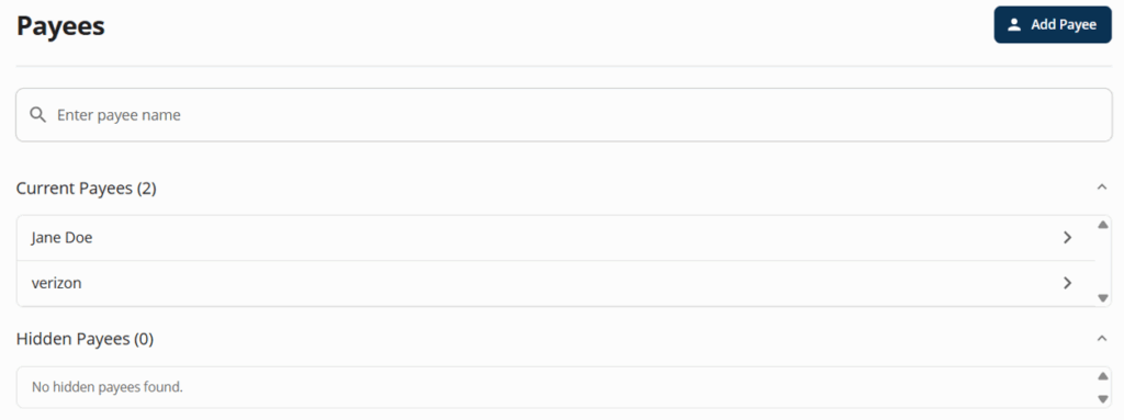 bill pay screenshot