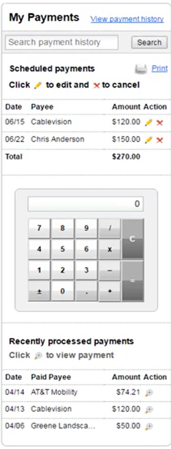 bill pay screenshot