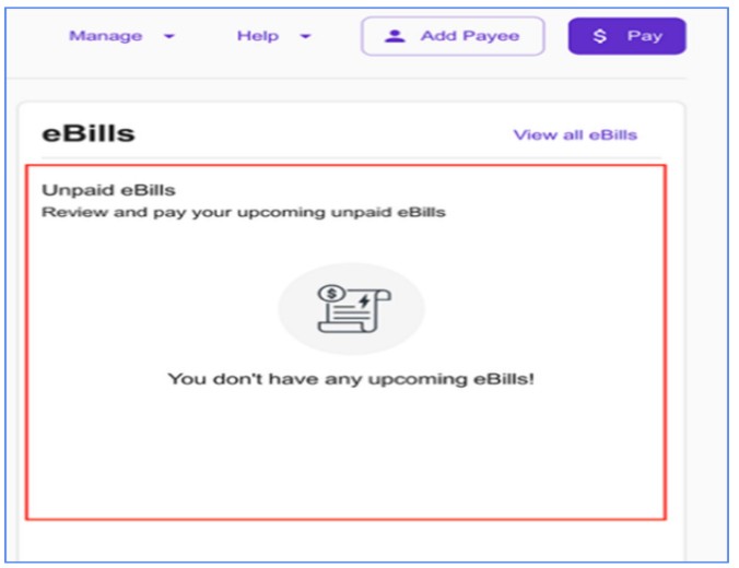 screenshot of ebills