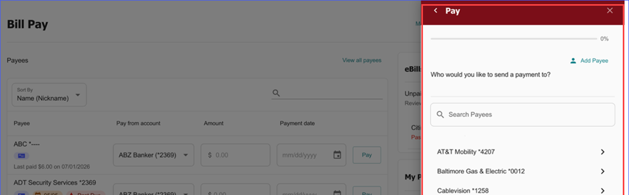 bill pay pay drawer
