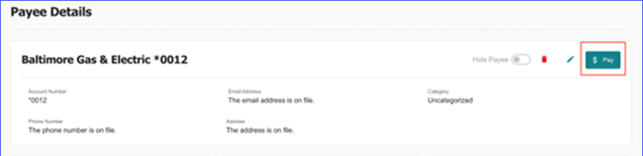 bill pay payee details